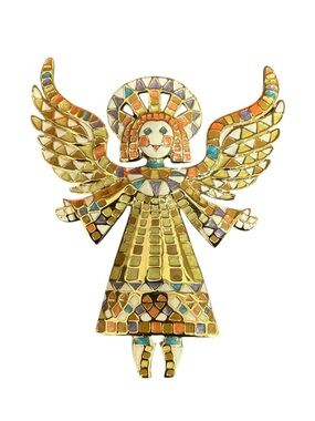 Gold Angel Pin Brooch
